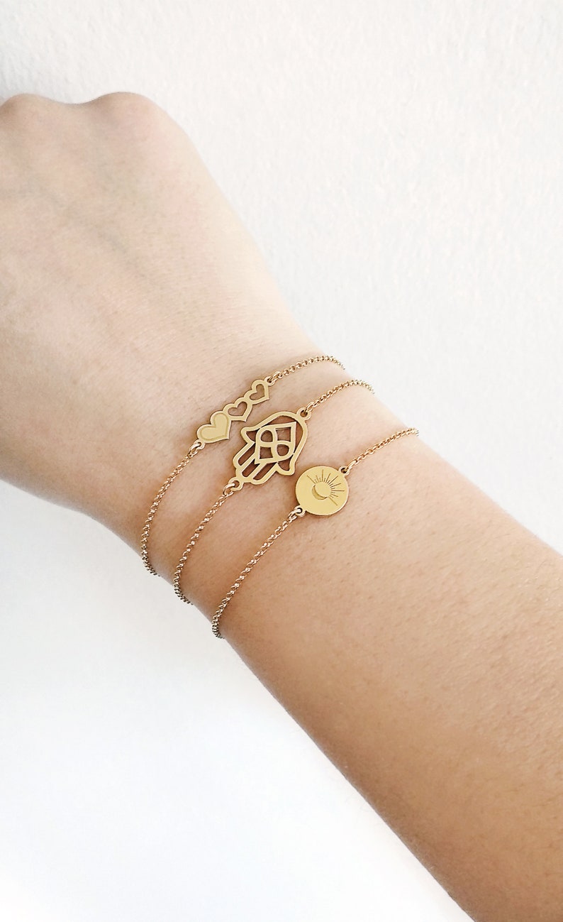14K Hamsa Bracelet Protection Bracelet Solid Gold Hamsa Etsy