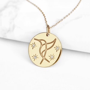 18K 14K 9K Hummingbird diamond necklace, Dainty Hummingbird necklace, Solid gold Hummingbird necklace, Gold Disc Hummingbird pendant charm