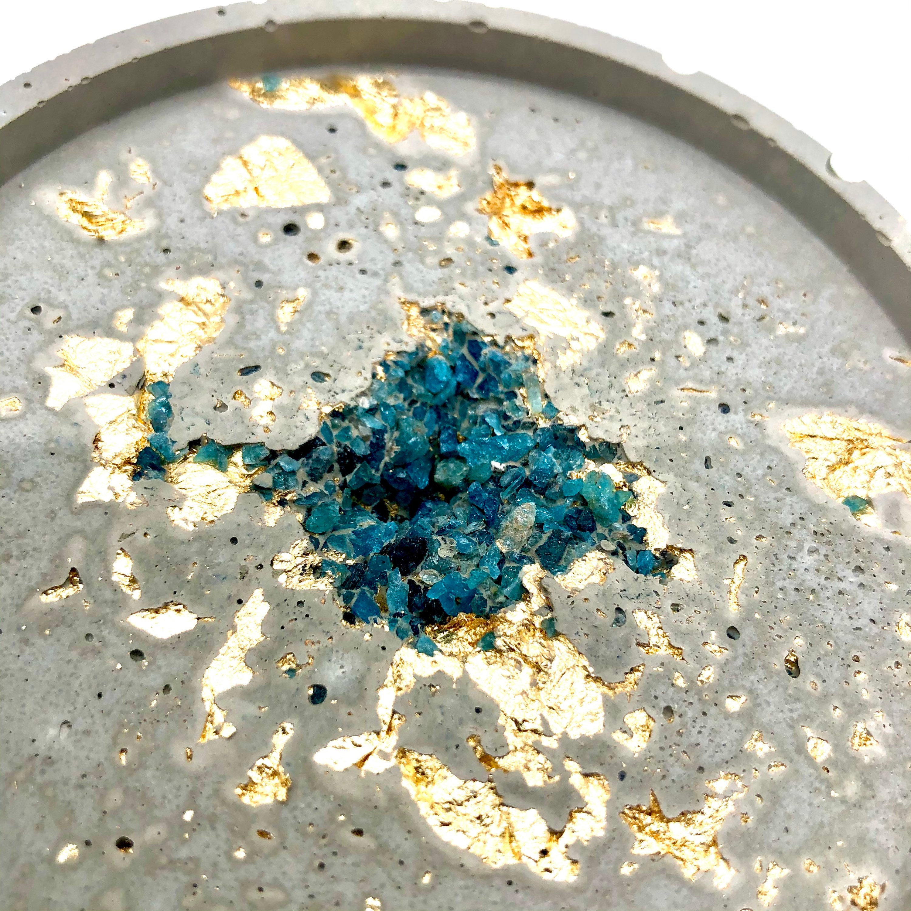 Concrete Crystal Tray Apatite & Gold Raw Crystals Etsy