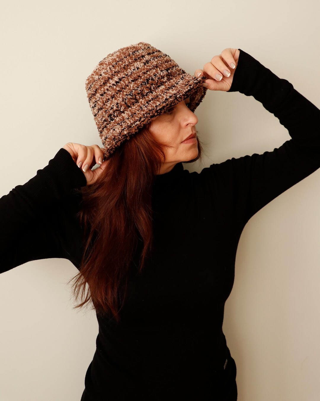 Fluffy Bucket Hat Knitting Pattern in .PDF English DIY Tutorial Digital ...