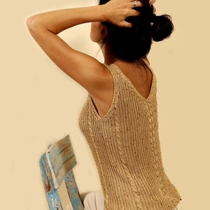 Knitting Pattern in .PDF   DIY Tutorial   Summer Top V-neck Back
