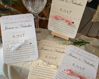 Wedding Invitations - Triple Suite - Invitation+RSVP+Message+Envelopes (x5)