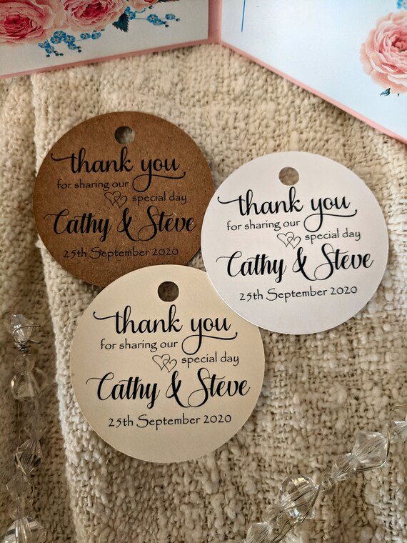 Rustic Wedding Favour Thank You Tags x30 Personalised 