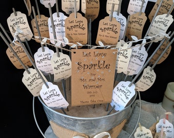 Personalised Sparkler Tags / Let Love Sparkle / Sparkler Wedding Favours (Large)