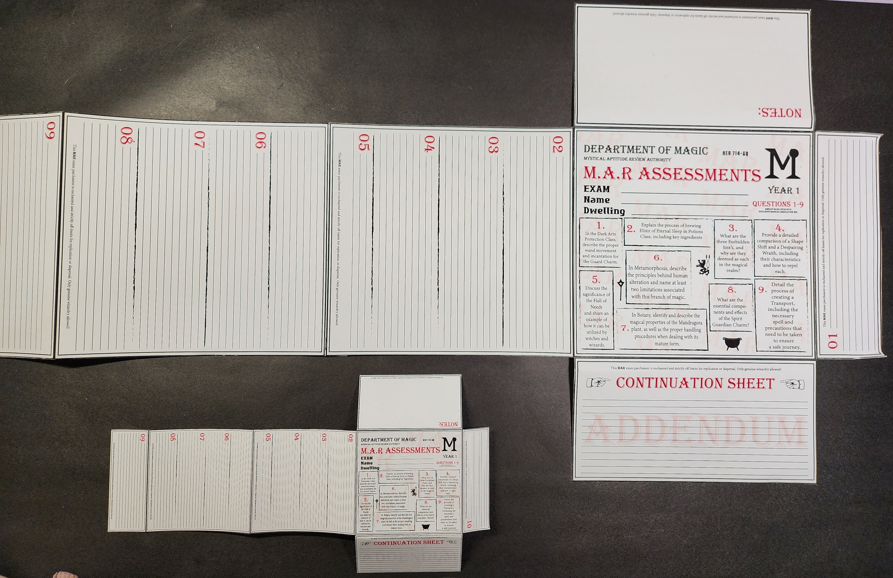 Wizard Assessment Card Kit Witch Assessment Magical Test Card Magic