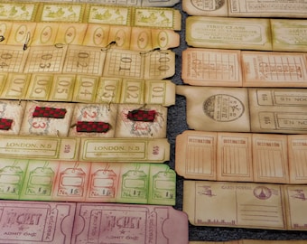 Vintage Ephemera Ticket Tag Bundle | Junk Journal Supplies, Distressed Manila Folder Ephemera