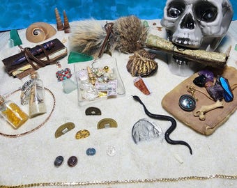 Large Pirate Skull Treasure Box with Hidden Relics | Curiosity Cabinet Artifact