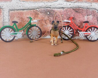 Hand-Painted Bicycle Ornament with Dog Leash Detail | Fairy Adventure Bike
