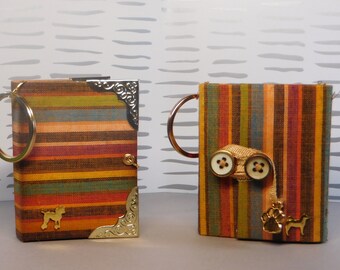 Mini Dog Journal Keychain | Retro 70s Purse Charm Notebook | Pocket Art Journal | A5-PA-001