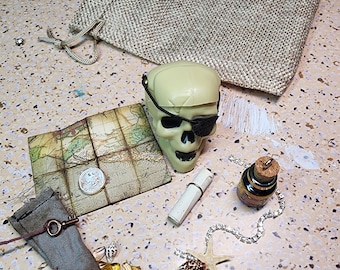 Mini Skull Treasure Box | Pirate Artifact with Hidden Loot (1.5 inch)