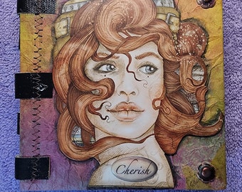 Cherish Steampunk Junk Journal | Handmade Mixed Media Art Journal | Industrial Cardboard