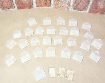 Miniature Envelopes with Dog Paw Inserts | Vintage Journaling Ephemera Set