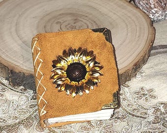 Sunflower Field Record - Recovered Journal | Handmade Nature Junk Journal | A5-JR-001