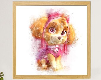 Dog Patrol ZUMA Labrador Orange Surfer Poster Drawing Digital Art Watercolor Sheet Birthday Paw