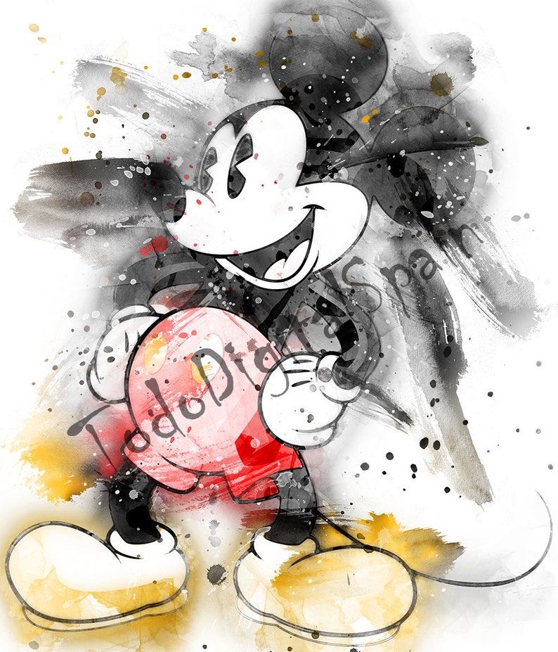 Download Walt Disney Pictures Mickey Mouse Cartoon Character Poster Cartoon Art Digital Watercolor Sheet Birthday Mouse Story Home Drawing Illustration Art Collectibles Vadel Com