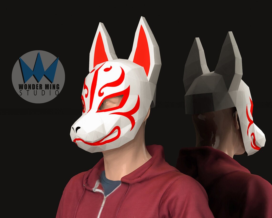Kitsune mask papercraft kitsune mask papercraft mask Etsy