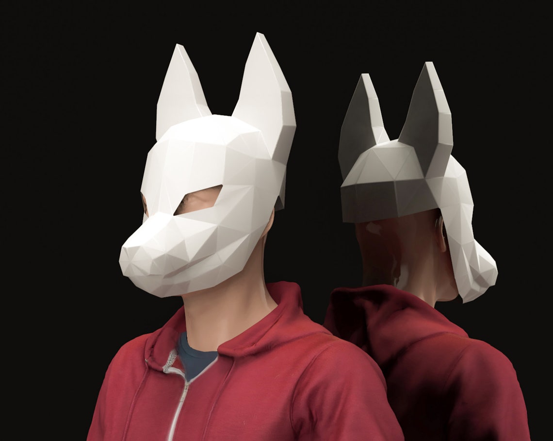 Kitsune Mask Papercraft Kitsune Mask Papercraft Mask Etsy UK