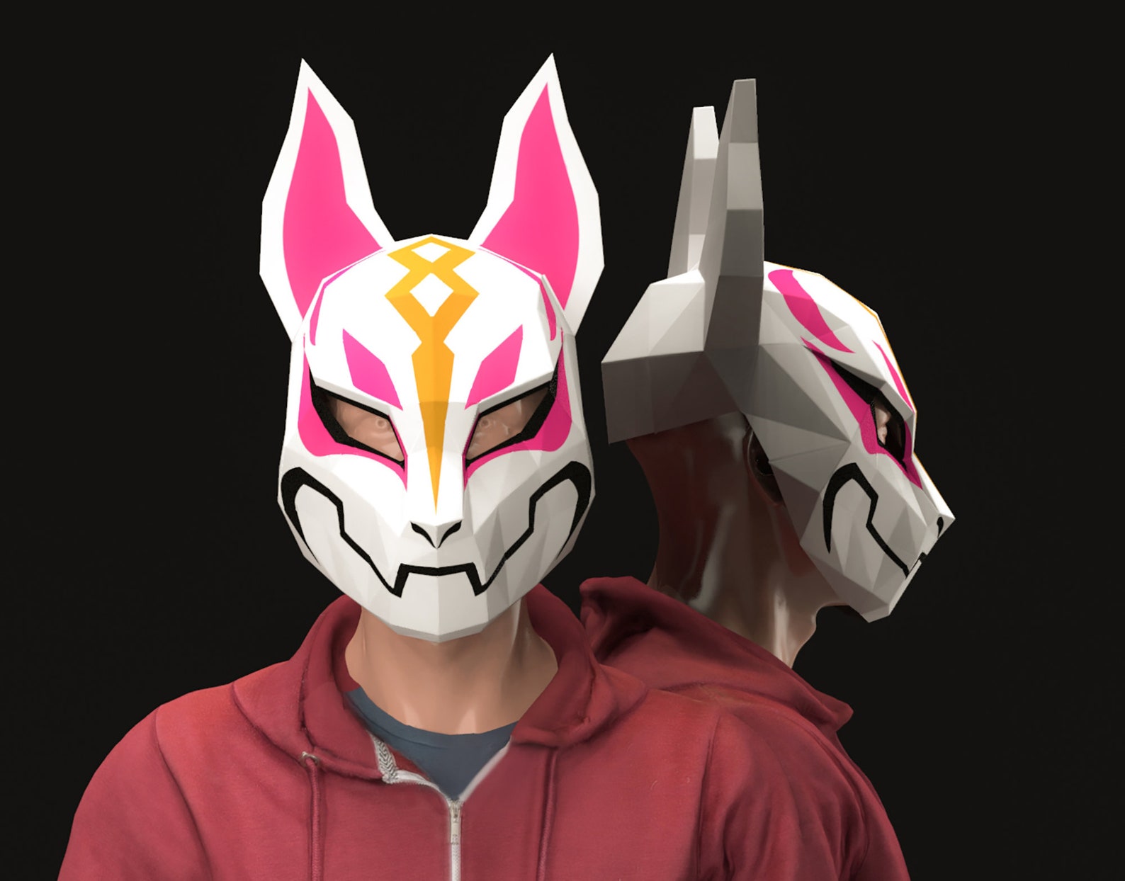 Kitsune Drift Mask Papercraft Kitsune Mask Papercraft Mask Etsy