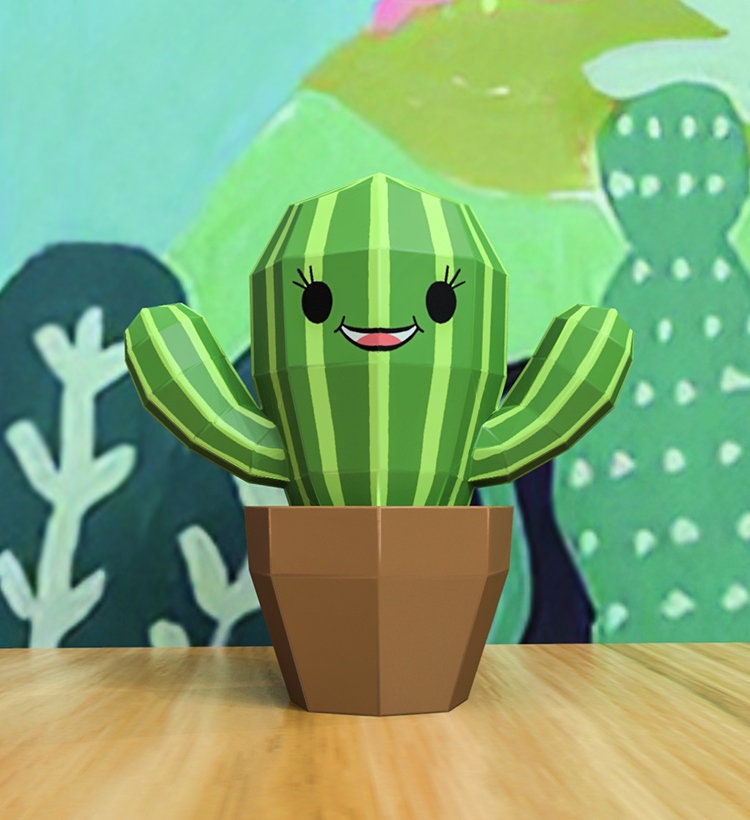 Papercraft Cactus Papercraft Plant Papercraft Craft Toy Etsy