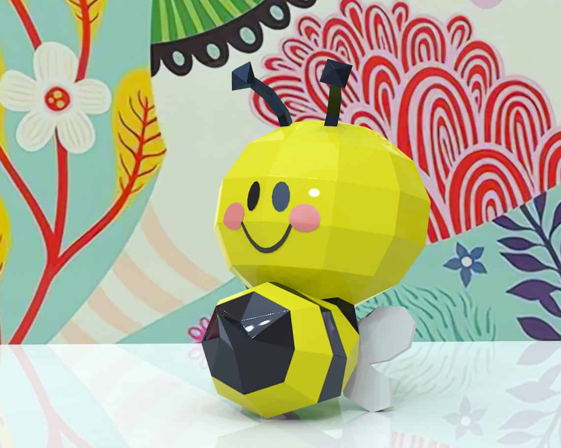 Bee Papercraft Bee Papercraft Insect Paper Craft DIY Etsy UK