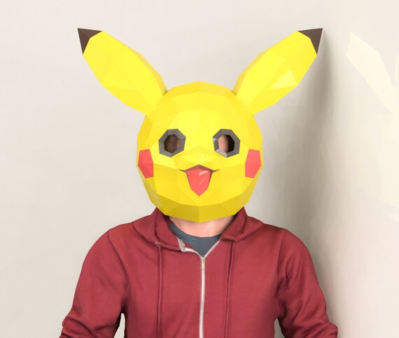 Pikachu papercraft pikachu mask pikachu mask pikapool mask | Etsy