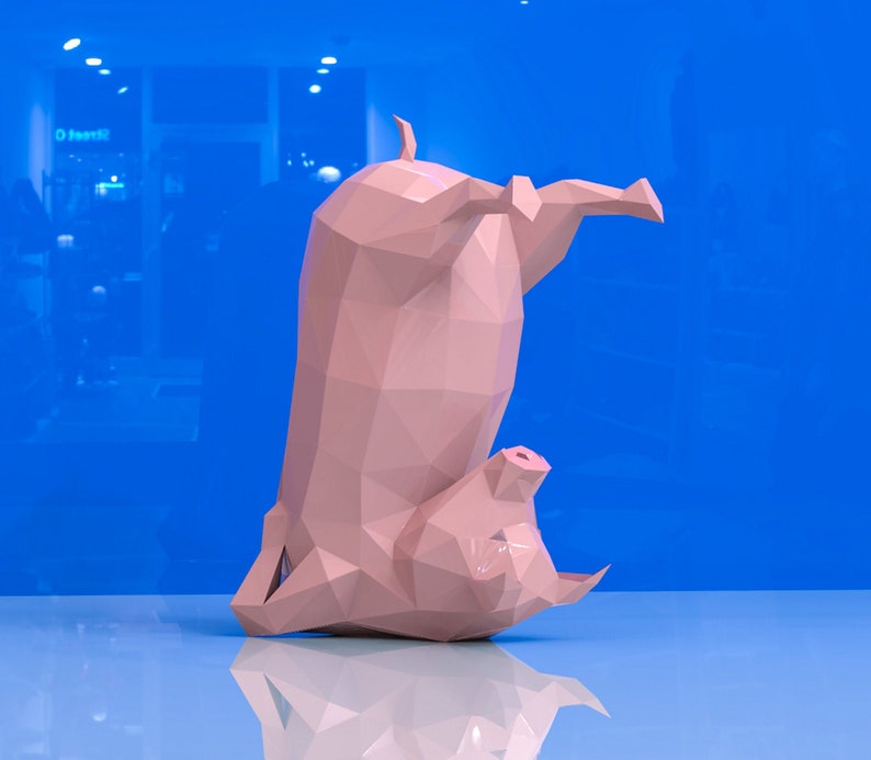 Pig Papercraft Pig Yoga Pig Papercraft Pig Statue Pig Etsy