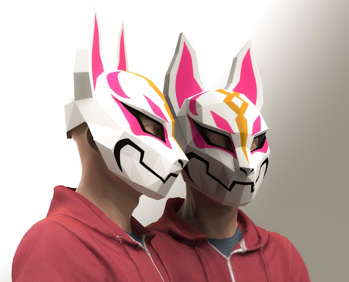Kitsune Drift Mask Papercraft Kitsune Mask Papercraft Mask Etsy