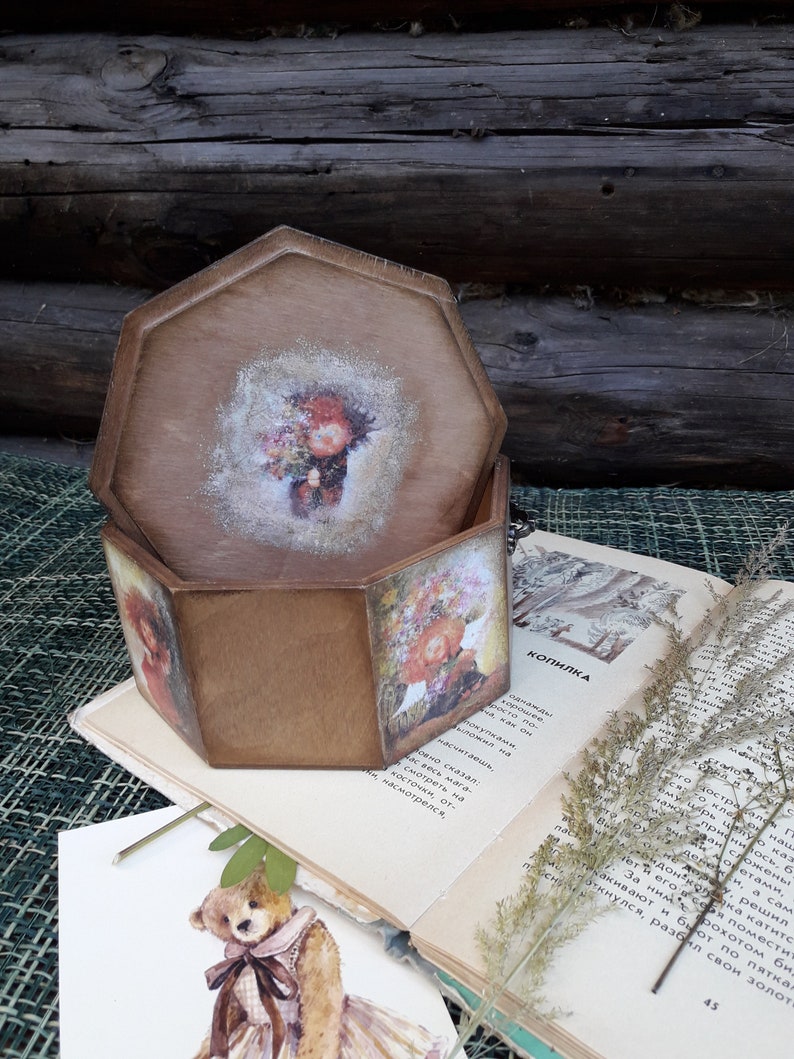 Casket for trifles Casket the nursery Angel Jewelry box Casket decoupage Mother/'s treasury Wooden trinket box