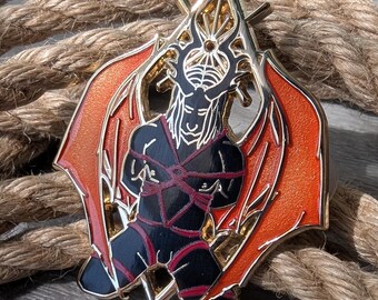 Submission Shibari enamel pin, rope label badge