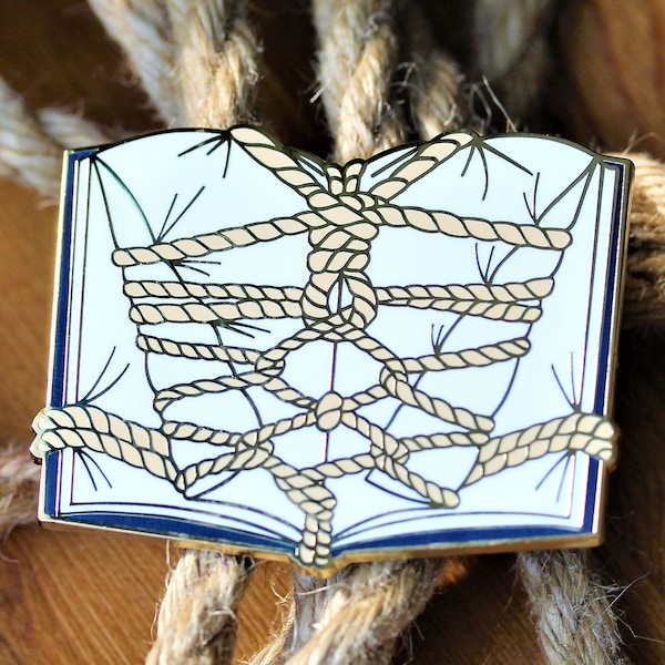 Book Binding enamel pin Bibliophile, book lover shibari badge