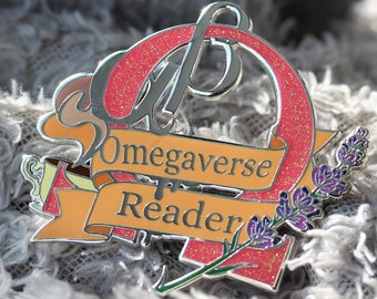 Omegaverse Reader Enamel Pin, Glitter Silver Plated Pin