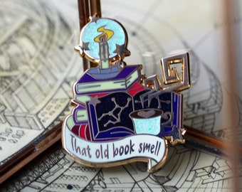 Book Lover Enamel Pin - That Old Book Smell
