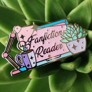 fanfiction reader enamel pin, book lover lapel pin, bookish gift