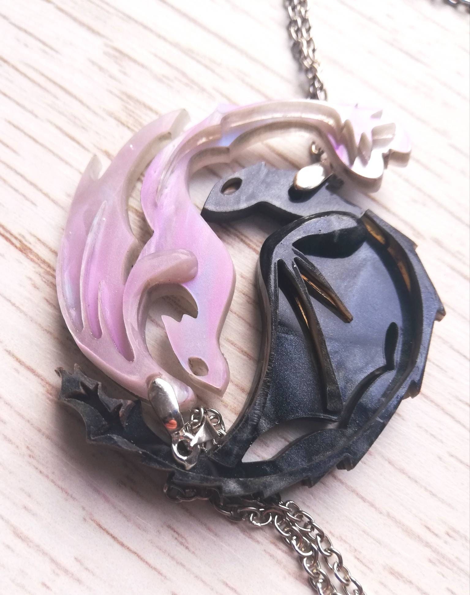 Light Fury Necklace Dragon Bff Necklace White Dark Dragon Couple