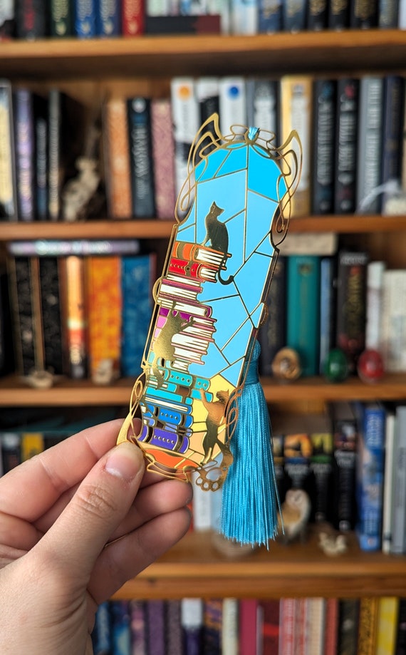 Just cat things metal bookmark , cat and book lover bookmark with tassel Bibliophile Vol 4