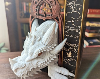 Dragon book nook- shelf insert display dragon head- stone effect