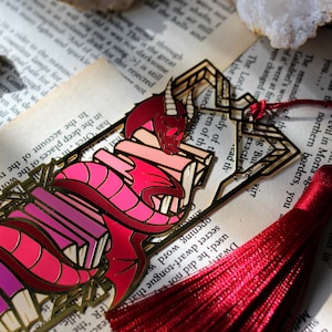 Book Wyrm Metal Bookmark: Dragon Book Lover Gift with Tassel