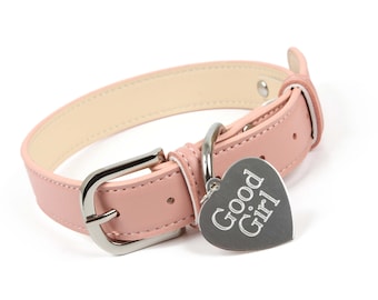 BDSM collar, bondage collar with custom name tag. Personalised collar for fetish play, leather collar for pet play. Plus size collar