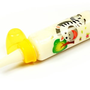 Custom adult baby bottles. Long, fast flow teat on 240ml abdl bottle. Adorable jungle design with zebra print. Ideal for ddlg/ little space