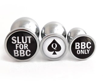 Butt plugs. Custom BDSM buttplugs available in a choice of designs. Queen of spades BBC sizes and colours Mature listing 18+