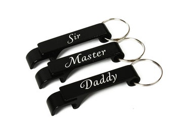 Llaveros abridores de botellas de Papá, Señor y Maestro. Llavero BDSM como regalo de Navidad para DDLG