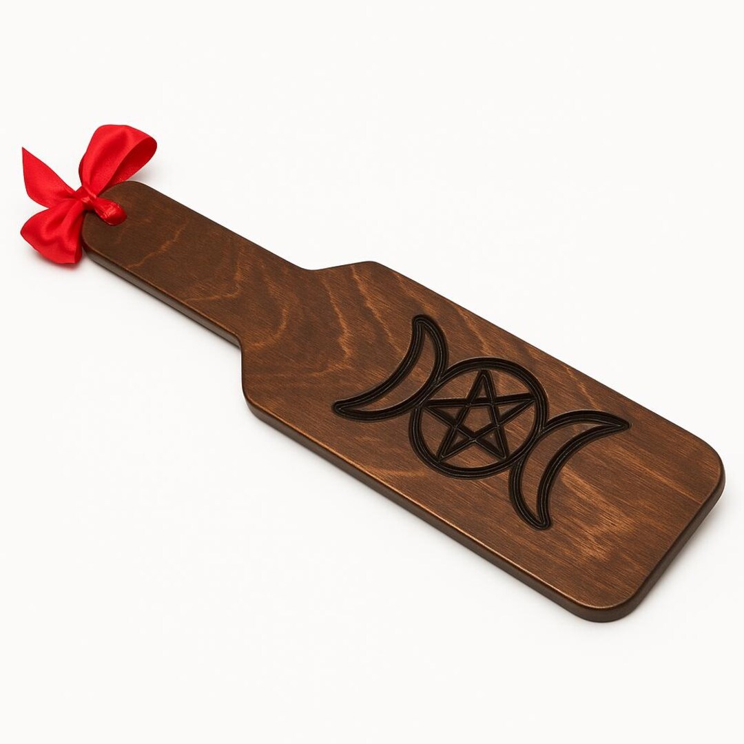 Paddle Ritual Wiccan Spanking Paddle With Triple Moon Pentacle Symbol – BDSM Ritual ...