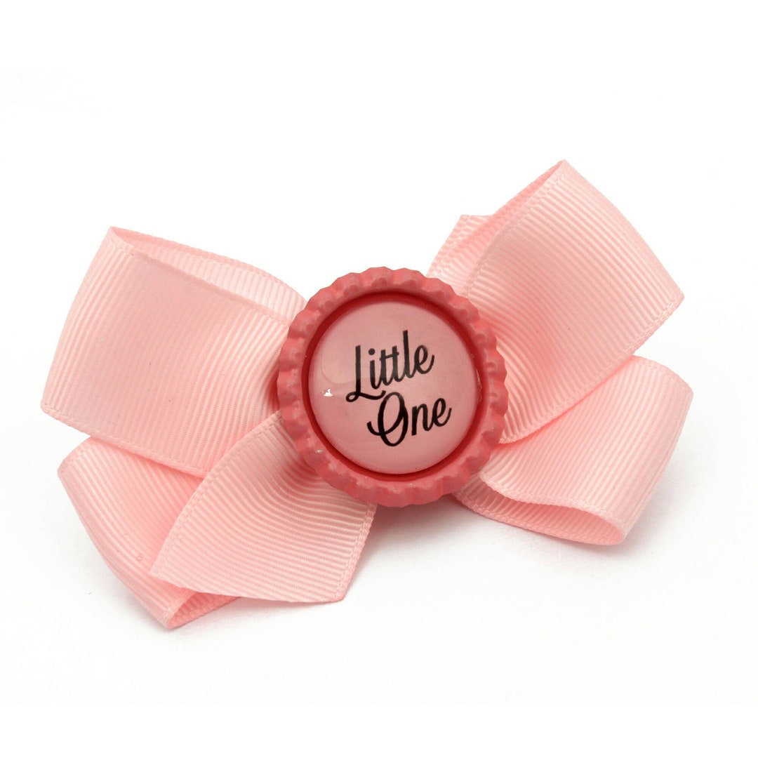 Adorable pink ddlg hair bow with little one design. Super cute hair accessories for abdl and little space