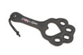BDSM flogger. Faux leather daddy's kitten paw print black custom spanking flogger. Pet play toys for kittens and littles