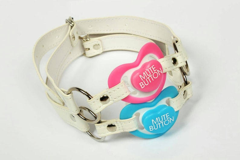 Adult baby pacifier gag with custom text on the paci. Perfect Etsy