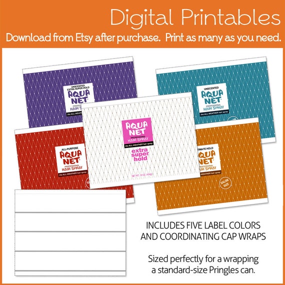 Aqua Net 80s Pringles Can Labels Digital Printable Party Etsy Aqua Net 80s Pringles Can Labels Digital Printable Party Etsy