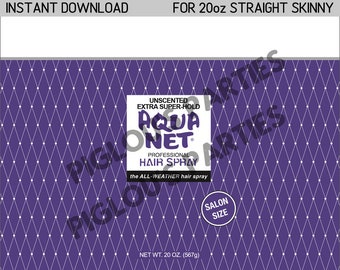 20oz Purple Aqua Net Hairspray Tumbler Wrap - PNG DIGITALE da sublimare su Straight Skinny