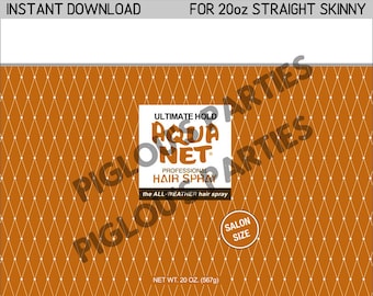 20oz Orange Aqua Net Hairspray Tumbler Wrap - DIGITAL PNG to Sublimate on Straight Skinny