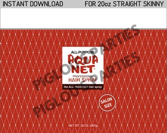 20oz Red Aqua Net Hairspray Tumbler Wrap - DIGITAL PNG to Sublimate on Straight Skinny