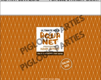 30oz Orange Aqua Net Hairspray Tumbler Wrap - DIGITAL PNG to Sublimate on Straight Skinny